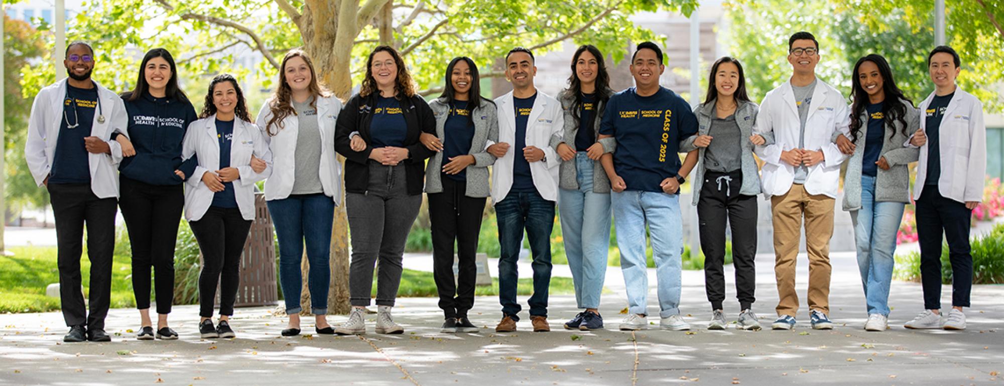 medical students outside of the education building